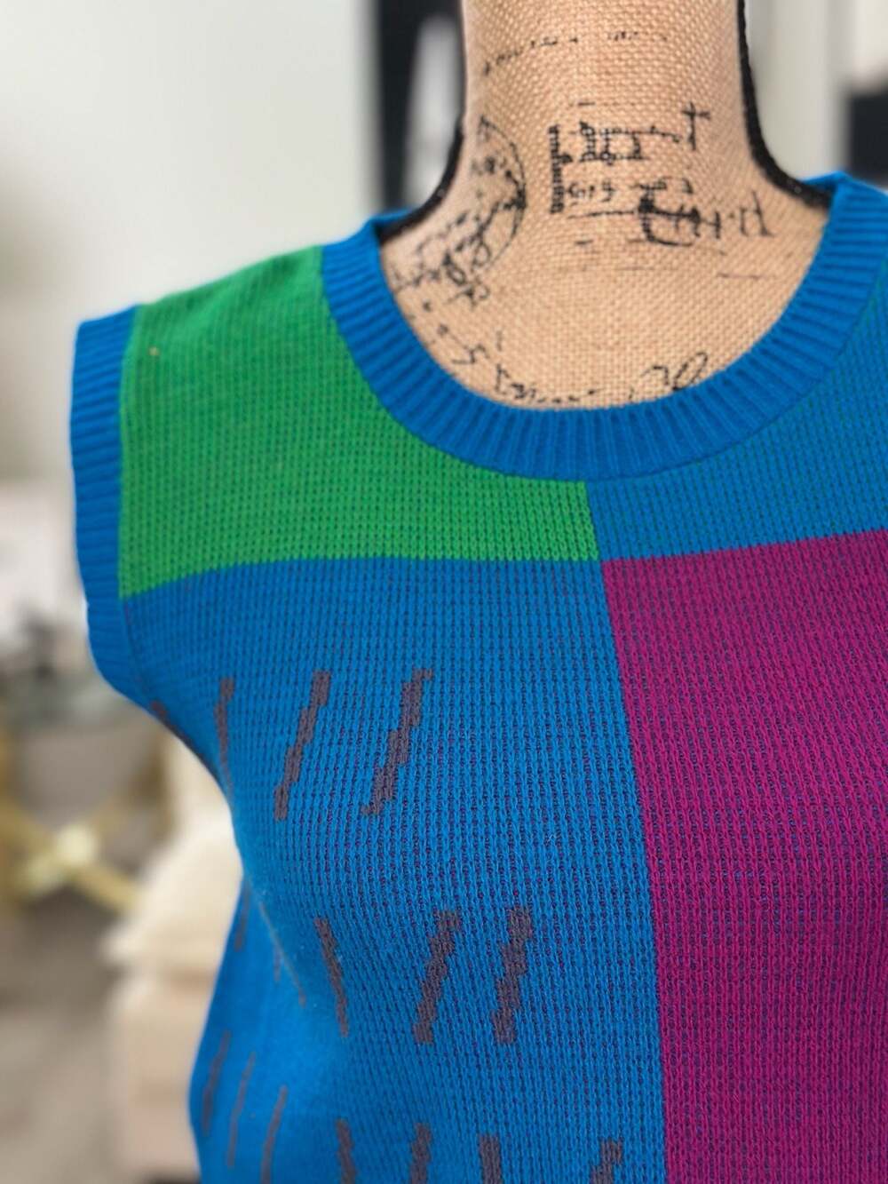 Santa Cruz San Francisco California Vintage Colorblock Knit Sweater Vest - Picture 2 of 5
